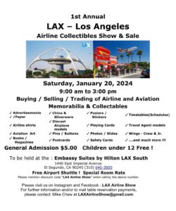 LAX Airline Collectibles Show & Sale @ Embassy Suites by Hilton LAX South